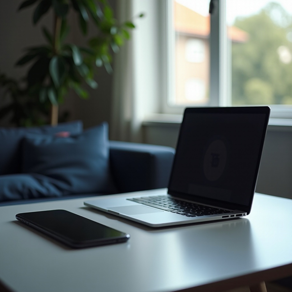 mostrar teléfono en la computadora portátil