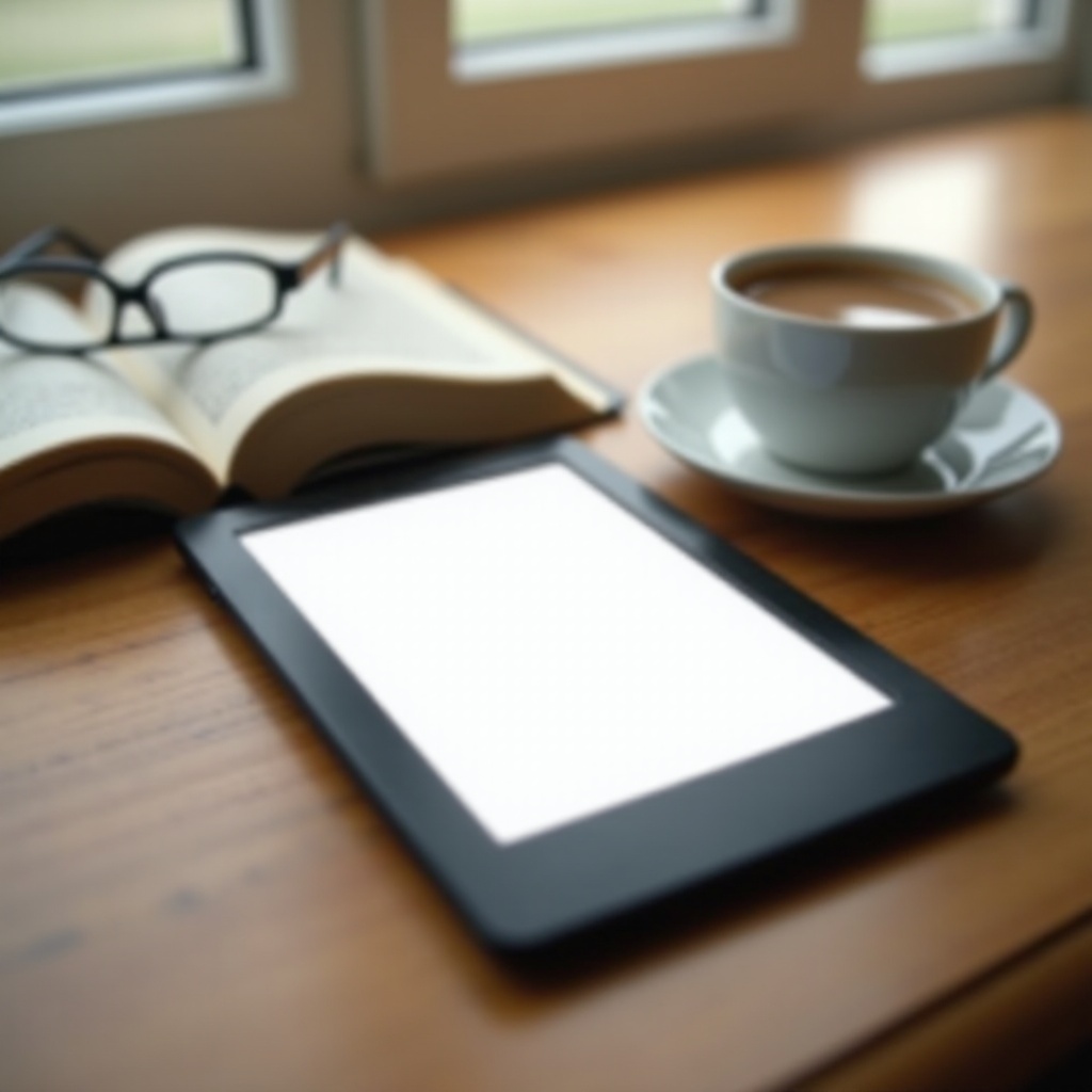 جهاز Kindle عالق على شاشة بيضاء