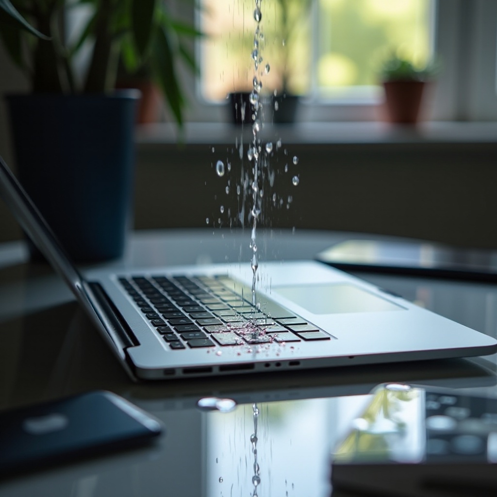 de l'eau renversée sur le MacBook